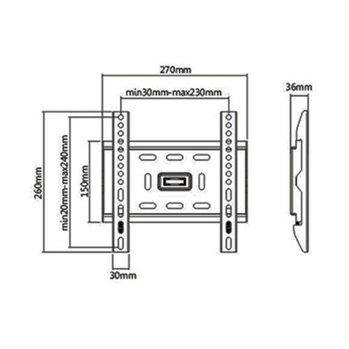 PLN34-22F Classic heavy-duty Fixed Curved & Flat Panel TV Wall Mount For most 13"-42" curved & flat Panel TVs