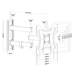 PLA65-223 Super Economy Full-motion Wall Mount For most 13"-42" LED, LCD Flat Panel TVs