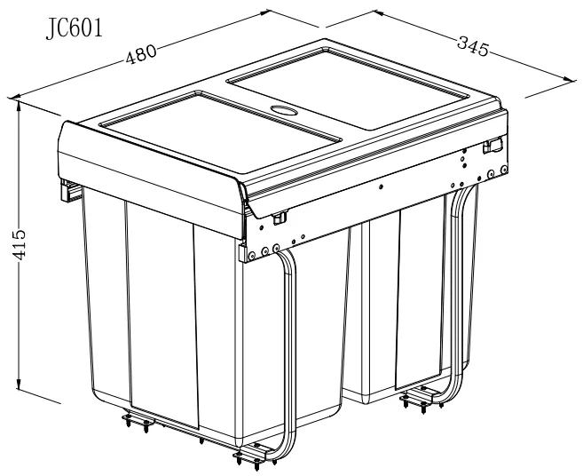 JC601 pull out waste-bin product diagram