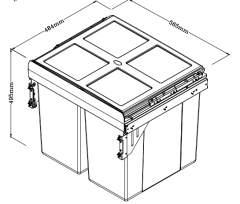 Tekey Poubelle double grande capacité 90 L pour armoire de cuisine de 600 mm, poubelle intérieure coulissante en plastique, poubelle à poussière, paniers de tiroir, rangement de cuisine, poubelle coulissante