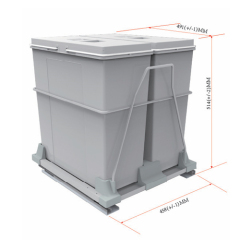 Tekey Sliding Out Double Bin Kitchen Cabinet Waste Bins Runner Cabinet Drawer Waste Bin Built-in Trash Bin Soft Closing Pullout Trash Bin Modern Kitchen Storage Bin Plastic Garbage Container Trash Can