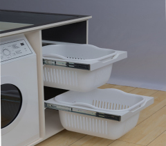Tekey 450 / 600mm largura deslizante puxar fora roupas armazenamento cesta de lavandaria lavandaria hamper extensão completa escondido puxar fora lavar lavandaria hampers armazenamento