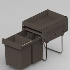 Tekey Soft Closing Ball Bearing Slide Plastic Container Base Mount Kitchen Waste Bin Cajón de plástico que combina gabinete Double Bin Soft-Close Pull Out Trash Can With Drawer Combined Waste Bin Gabinete Sistemas de basura modernos Pull Out Trash Waste B
