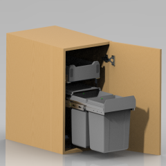 Tekey Kitchen Cabinet Indoor Pull Out Plastic Trash Can Plastic Drawer Combining Cabinet Double Bin Soft-Close Pull Out Trash Can With Drawer Combined Waste Bin Cabinet Modern Garbage Systems Pull Out Trash Waste Bin System