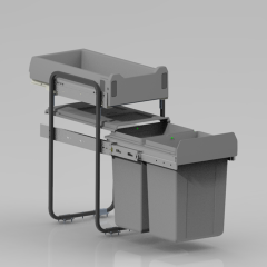 Tekey Kitchen Cabinet Indoor Pull Out Plastic Trash Can Plastic Drawer Combining Cabinet Double Bin Soft-Close Pull Out Trash Can With Drawer Combined Waste Bin Cabinet Modern Garbage Systems Pull Out Trash Waste Bin System