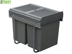 Tekey 400mm Cabinet Based Mounted Triple Kitchen Waste Bin Industrial Dustbin Kitchen Built In Dustbin