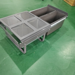 Tekey 600mm シンク下ゴミ箱 2*18L キッチンゴミ箱 カウンタートップゴミ箱 モダン ダブルゴミ箱 カスタムビルトインゴミ箱 伸縮レールゴミ箱