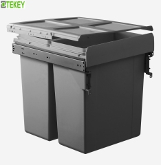 Poubelle latérale Tekey pour armoire de cuisine de 450 mm, poubelle en plastique coulissante, design moderne, poubelle de tri des déchets intégrée sous l'armoire
