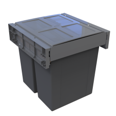 Poubelle latérale Tekey pour armoire de cuisine de 450 mm, poubelle en plastique coulissante, design moderne, poubelle de tri des déchets intégrée sous l'armoire