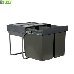 Tekey 90L 大型垃圾桶适用于 600mm 橱柜厨房垃圾桶带隐藏抽屉推拉导轨时尚五金适用于户外酒店客厅橱柜盖隐藏式垃圾桶厨房储物桶
