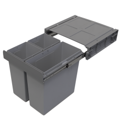Tekey Contentor de lixo integrado de 3 compartimentos de 68L para contentor de cozinha embutido de 500 mm, contentor de cozinha grande com fecho suave, contentor de plástico removível para reciclagem