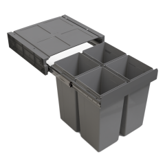 Tekey Contentor de lixo integrado de 3 compartimentos de 68L para contentor de cozinha embutido de 500 mm, contentor de cozinha grande com fecho suave, contentor de plástico removível para reciclagem