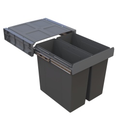 Tekey Contentor de lixo integrado de 3 compartimentos de 68L para contentor de cozinha embutido de 500 mm, contentor de cozinha grande com fecho suave, contentor de plástico removível para reciclagem