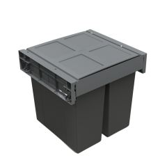 Tekey Contentor de lixo integrado de 3 compartimentos de 68L para contentor de cozinha embutido de 500 mm, contentor de cozinha grande com fecho suave, contentor de plástico removível para reciclagem