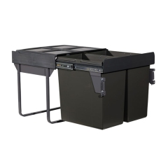 Tekey 90L 大型垃圾桶适用于 600mm 橱柜厨房垃圾桶带隐藏抽屉推拉导轨时尚五金适用于户外酒店客厅橱柜盖隐藏式垃圾桶厨房储物桶
