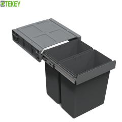 Poubelle latérale Tekey pour armoire de cuisine de 450 mm, poubelle en plastique coulissante, design moderne, poubelle de tri des déchets intégrée sous l'armoire