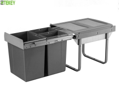 Tekey 450mm Papeleras de ancho del gabinete 2 * 20L tiran de la cesta de almacenamiento de la cocina Papelera de reciclaje de la cesta de basura de la cocina inteligente