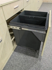 Tekey Poubelle double grande capacité 90 L pour armoire de cuisine de 600 mm, poubelle intérieure coulissante en plastique, poubelle à poussière, paniers de tiroir, rangement de cuisine, poubelle coulissante