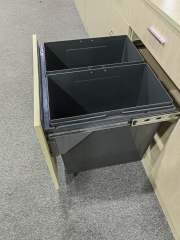 Tekey Poubelle double grande capacité 90 L pour armoire de cuisine de 600 mm, poubelle intérieure coulissante en plastique, poubelle à poussière, paniers de tiroir, rangement de cuisine, poubelle coulissante