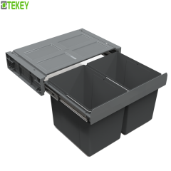 Tekey versteckte weiche schließen eingebaute Küche Schrank ziehen Recycling Schublade Mülleimer Mülleimer Mülleimer Schrank ziehen Mülleimer Küche Schrank Kunststoff Mülleimer Küche eingebaute Küche Mülleimer Kunststoff Pull-Out Müllbehälter für Küchensch