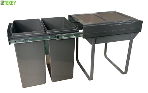 Cozinha armário embutido Pull-Out lixo lata Soft-fechamento lixo lixo lixo mobiliário Limbo de granito pode ser macio fechar lata de lixo latas de plástico armazenamento de cozinha necessidades de cozinha acessórios de cozinha Built-in Pull-Out lixeira