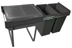 Tekey Dark Grey Based Mounted 2X30L Bin Heavy Duty Sliding Runners Kitchen Cabinet Pull Out Waste Bin Container Pull Out Waste Bin Trash Bin Trash Can Smart Trash Bin
