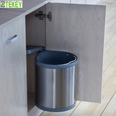 Tekey 10L 15L ラウンドビン作り付けキッチンキャビネットゴミ桶ドアスイングドップのステンレス鋼の外PPの内部バケットのキッチンの引き出しの隠されたビンは円形ビンをスイングアウトします