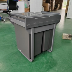 Tekey Dark Grey Based Mounted 2X30L Bin Heavy Duty Sliding Runners Kitchen Cabinet Pull Out Waste Bin Container Pull Out Waste Bin Trash Bin Trash Can Smart Trash Bin