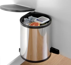 Tekey 10L 15L ラウンドビン作り付けキッチンキャビネットゴミ桶ドアスイングドップのステンレス鋼の外PPの内部バケットのキッチンの引き出しの隠されたビンは円形ビンをスイングアウトします