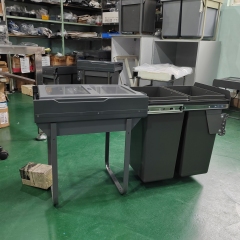 Tekey Dark Grey Based Mounted 2X30L Bin Heavy Duty Sliding Runners Kitchen Cabinet Pull Out Waste Bin Container Pull Out Waste Bin Trash Bin Trash Can Smart Trash Bin