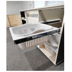 Tekey 450 / 600mm largura deslizante puxar fora roupas armazenamento cesta de lavandaria lavandaria hamper extensão completa escondido puxar fora lavar lavandaria hampers armazenamento