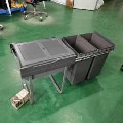 Tekey Dark Grey Based Mounted 2X30L Bin Heavy Duty Sliding Runners Kitchen Cabinet Pull Out Waste Bin Container Pull Out Waste Bin Trash Bin Trash Can Smart Trash Bin