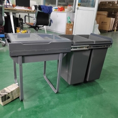 Tekey Dark Grey Based Mounted 2X30L Bin Heavy Duty Sliding Runners Kitchen Cabinet Pull Out Waste Bin Container Pull Out Waste Bin Trash Bin Trash Can Smart Trash Bin