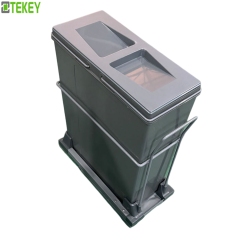 Tekey Single Sliding Out Trash Bin Recycling Under Cabinet Open Pull Out Trash Can Kitchen Cabinet Slide Out Trash Bin Sliding Under Mount Kitchen Bin Waste Garbage Bin Roll Out Sliding Waste Bin