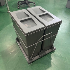 Tekey Sliding Out Double Bin Kitchen Cabinet Waste Bins Runner Cabinet Drawer Waste Bin Built-in Trash Bin Soft Closing Pullout Trash Bin Modern Kitchen Storage Bin Plastic Garbage Container Trash Can