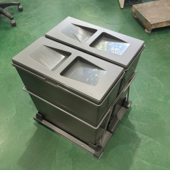 Tekey Sliding Out Double Bin Kitchen Cabinet Waste Bins Runner Cabinet Drawer Waste Bin Built-in Trash Bin Soft Closing Pullout Trash Bin Modern Kitchen Storage Bin Plastic Garbage Container Trash Can