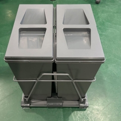 Tekey Sliding Out Double Bin Kitchen Cabinet Waste Bins Runner Cabinet Drawer Waste Bin Built-in Trash Bin Soft Closing Pullout Trash Bin Modern Kitchen Storage Bin Plastic Garbage Container Trash Can