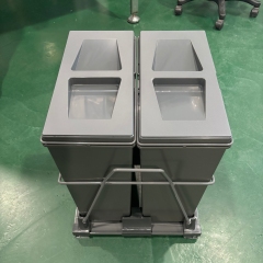 Tekey Sliding Out Double Bin Kitchen Cabinet Waste Bins Runner Cabinet Drawer Waste Bin Built-in Trash Bin Soft Closing Pullout Trash Bin Modern Kitchen Storage Bin Plastic Garbage Container Trash Can