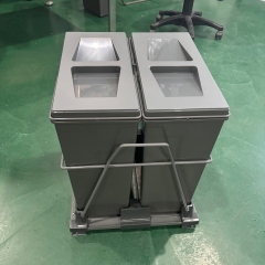 Tekey Sliding Out Double Bin Kitchen Cabinet Waste Bins Runner Cabinet Drawer Waste Bin Built-in Trash Bin Soft Closing Pullout Trash Bin Modern Kitchen Storage Bin Plastic Garbage Container Trash Can