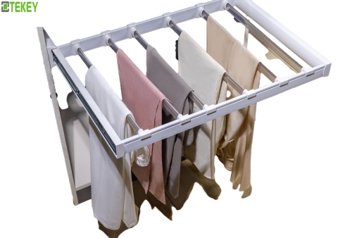 Tekey Estilo Europeu Smooth Pull Out Guarda-roupa Calças Rack Calças Rack Calças Hanger Rack Armário Calças Racks Guarda-roupa Fechamento suave Pull Out Calças Rack Holder