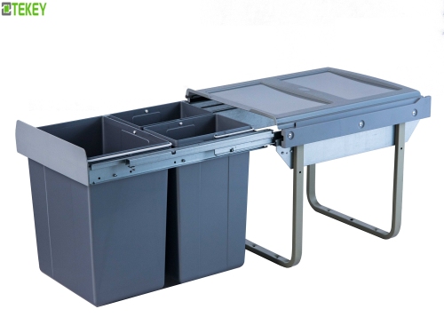 Tekey 450mm caixas de largura do gabinete 2 * 20L puxar fora caixa de armazenamento caixa de lixo cozinha construída caixa de reciclagem caixa de lixo cozinha inteligente