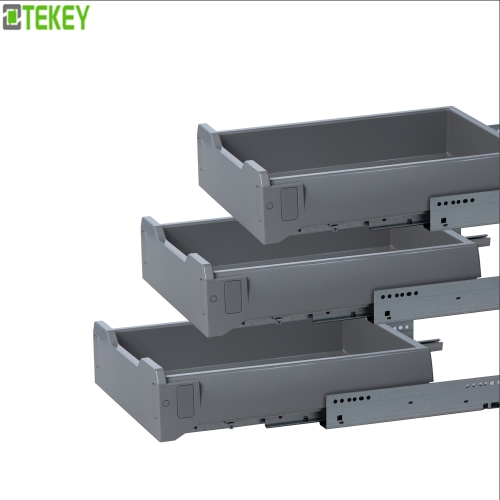 Tekey móveis acessórios caixa slide macio fechar armário cozinha gaveta dupla sistema de cozinha plástico sob-montagem gaveta armário plástico desliza macio fechar gaveta painel dianteiro gaveta telescópio caixa plástica gaveta móveis quarto gaveta slide
