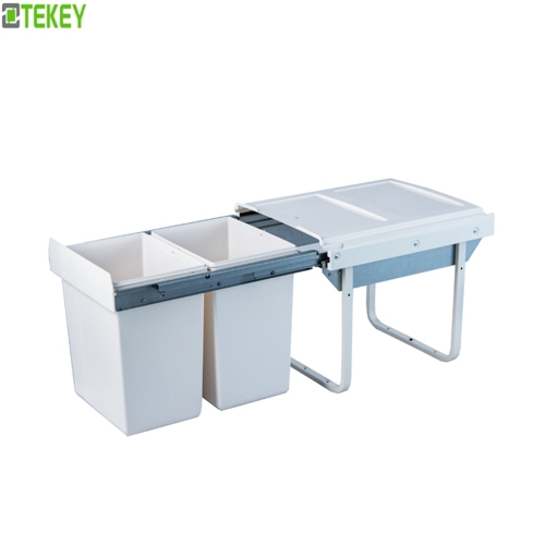 Tekey 450mm caixas de largura do gabinete 2 * 20L puxar fora caixa de armazenamento caixa de lixo cozinha construída caixa de reciclagem caixa de lixo cozinha inteligente