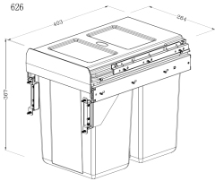 Tekey 300mm Cabinet garbage can kitchen trash can plastic bin