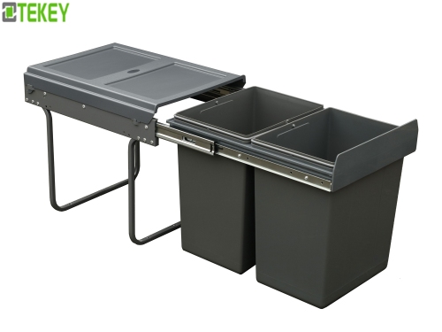 Tekey Müllbehälterschrank Plastikschublade Organisator Waschkorb mit Deckel Mülleimer Müllbehälter Kleine Müllbehälter können Müllbehälter Staubbin Küchenmüllbehälter herausziehen Kunststoff Bin Waschkorb Halter Mülleimer Kunststoff Waschkorb Bin speicher