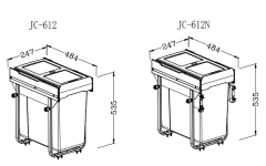 Tekey プラスチックキッチンゴミ容器作り付けゴミ箱キャビネットの貯蔵 リサイクルストレージ 作り付けゴミ箱 プラスチックキッチンビン キッチンキャビネット 作り付けゴミ箱を引き出す 隠されたキッチンキャビネットのゴミ箱 ダブルプラウトゴミ箱 リサイクルゴミ箱 シンクゴミ箱の下のキッチンゴミ箱