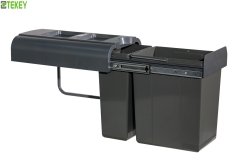 Tekey Corbeille Double Moderne Tirer Sortir Corbeille Porte Cuisine Corbeille Cachée Corbeille Plastique Cuisine Stockage Tiroirs Panier Armoires de Cuisine Tirer Corbeille Accessoires de Cuisine Organisateur Recyclage Corbeille de Cuisine Recyclage