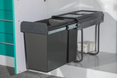 Tekey Modern Garbage Systems Pull Out Trash/Waste Bin System Based Mounted Triple Kitchen Waste Bin Kitchen Built-in Dustbin Kitchen Cabinet Built-in Waste Bin Pull Out Trash Can Soft Closing Rubbish Can Kitchen Cupboard Bin Pull Out Storage Bin