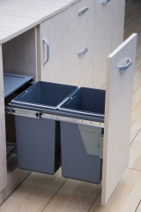 Tekey Duplo fechamento macio puxe fora armário lixeira cozinha lixeira Oculto puxe fora plástico da cozinha construído na lixeira Soft-Close Pull Out Lixo Armazenamento de cozinha lixo macio-fechado pode escondido puxar para fora o fechamento macio da coz