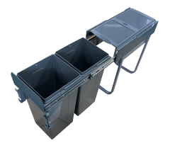 Tekey プラスチックキッチンゴミ容器作り付けゴミ箱キャビネットの貯蔵 リサイクルストレージ 作り付けゴミ箱 プラスチックキッチンビン キッチンキャビネット 作り付けゴミ箱を引き出す 隠されたキッチンキャビネットのゴミ箱 ダブルプラウトゴミ箱 リサイクルゴミ箱 シンクゴミ箱の下のキッチンゴミ箱